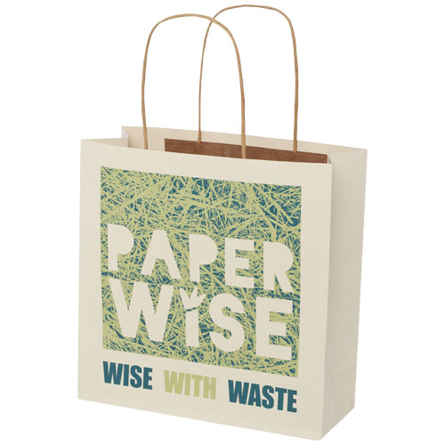 Sac Kraft personnalisé résidus agricoles 24x24x9 cm Blanc cassé
